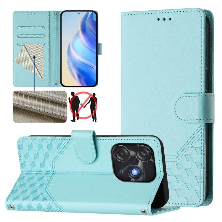 Honeycomb Embossing RFID Leather Phone Case, For Tecno Pova 5, For Tecno Camon 20 Premier 5G, For Tecno Camon 20 Pro 5G, For Tecno Camon 20 / Camon 20 Pro 4G, For Tecno Pop 7 / Pop 7 Pro, For Tecno Spark Go 2023 /  Infinix Smart 7, For Tecno Spark 10 5...