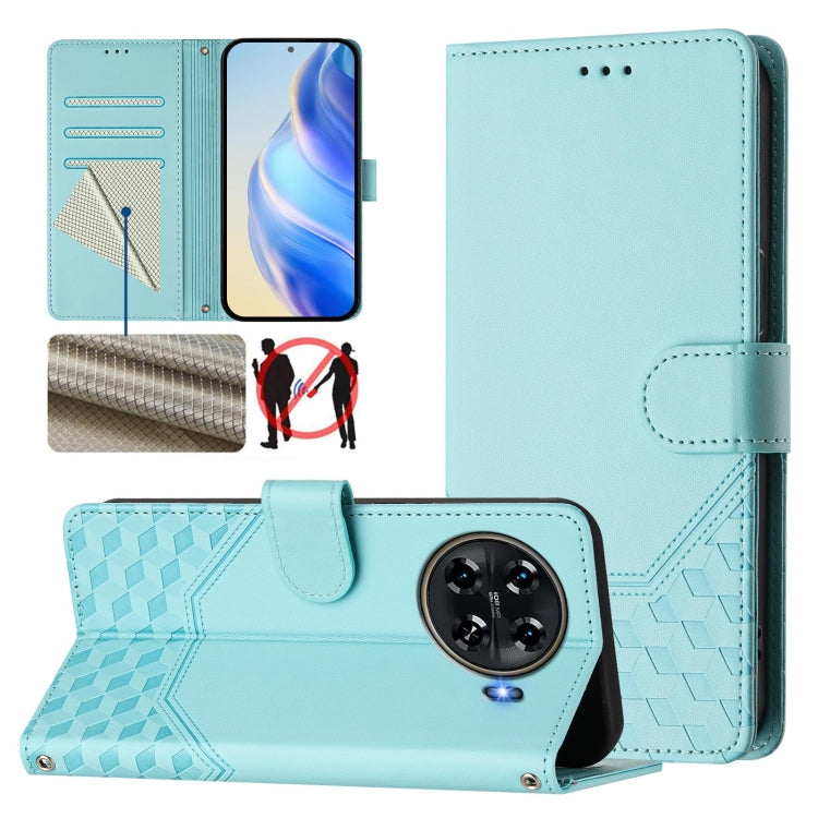 Honeycomb Embossing RFID Leather Phone Case, For Tecno Pova 6 4G, For Tecno Pova 6 5G / 6 Pro 5G, For Tecno Camon 30 Pro 5G, For Tecno Camon 30 5G / 4G, For Tecno Spark 20 Pro+ 4G, For Tecno Spark Go 2024 4G, For Tecno Pova 5 Pro 5G, For Tecno Pova Neo 3