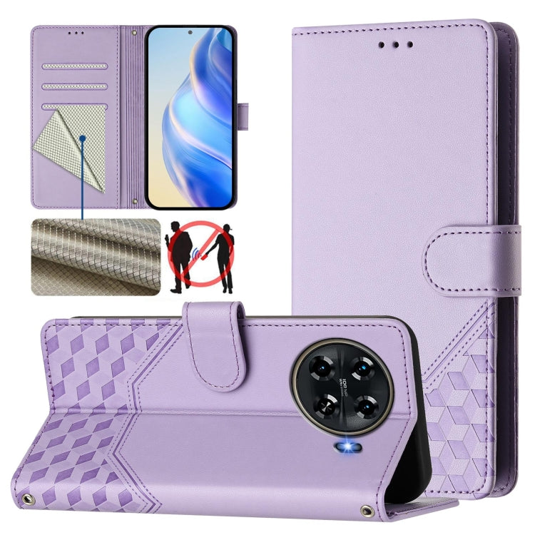 Honeycomb Embossing RFID Leather Phone Case, For Tecno Pova 6 4G, For Tecno Pova 6 5G / 6 Pro 5G, For Tecno Camon 30 Pro 5G, For Tecno Camon 30 5G / 4G, For Tecno Spark 20 Pro+ 4G, For Tecno Spark Go 2024 4G, For Tecno Pova 5 Pro 5G, For Tecno Pova Neo 3