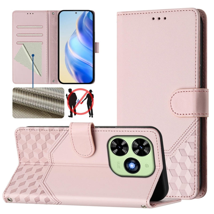 Honeycomb Embossing RFID Leather Phone Case, For Tecno Pova 6 4G, For Tecno Pova 6 5G / 6 Pro 5G, For Tecno Camon 30 Pro 5G, For Tecno Camon 30 5G / 4G, For Tecno Spark 20 Pro+ 4G, For Tecno Spark Go 2024 4G, For Tecno Pova 5 Pro 5G, For Tecno Pova Neo 3