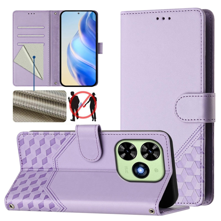 Honeycomb Embossing RFID Leather Phone Case, For Tecno Pova 6 4G, For Tecno Pova 6 5G / 6 Pro 5G, For Tecno Camon 30 Pro 5G, For Tecno Camon 30 5G / 4G, For Tecno Spark 20 Pro+ 4G, For Tecno Spark Go 2024 4G, For Tecno Pova 5 Pro 5G, For Tecno Pova Neo 3