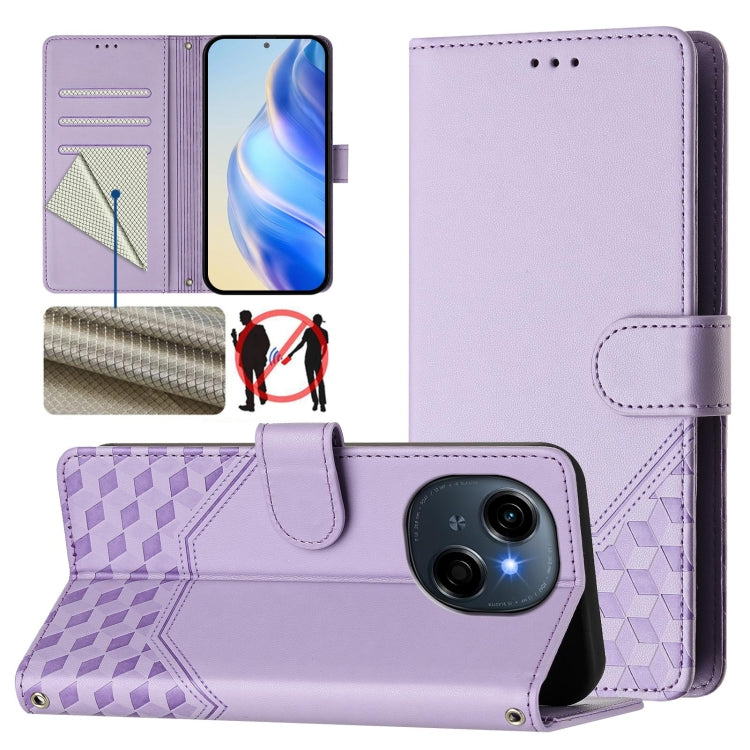 Honeycomb Embossing RFID Leather Phone Case, For Tecno Spark 30 5G, For Tecno Spark Go 1 / Spark Go 2025, For Tecno Spark 30C, For Tecno Spark 20 Pro 5G, For Tecno Pop 6C, For Tecno Spark 10 Pro Magic Magenta, For Tecno Camon 30 Premier 5G             ...