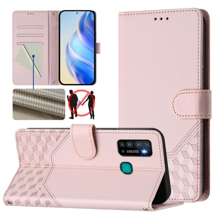 Honeycomb Embossing RFID Leather Phone Case, For Tecno Pova 3, For Tecno Pop 5, For Tecno Spark 7P, For Tecno Spark 7 / Spark 7T, For Tecno Camon 15 / 15 Air, For Tecno Spark Go 2021