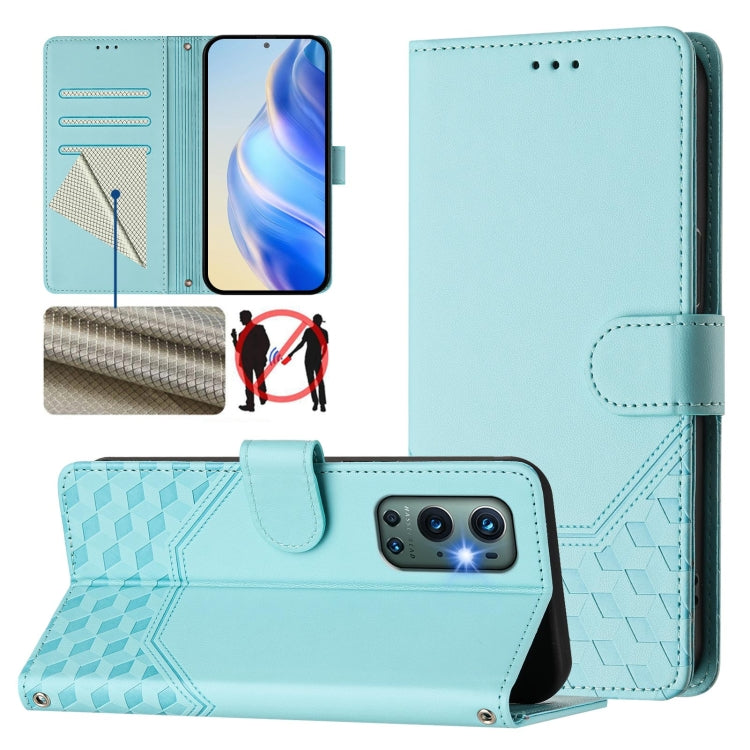 Honeycomb Embossing RFID Leather Phone Case, For OnePlus Nord CE 5G, For OnePlus Nord 2, For OnePlus 9 Pro, For OnePlus 9, For OnePlus Nord N10 5G