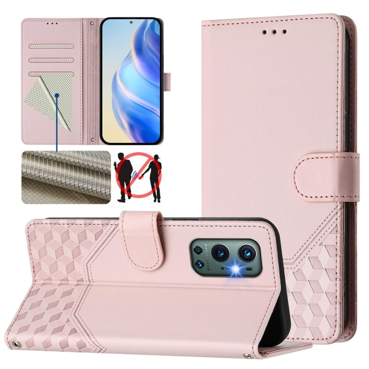 Honeycomb Embossing RFID Leather Phone Case, For OnePlus Nord CE 5G, For OnePlus Nord 2, For OnePlus 9 Pro, For OnePlus 9, For OnePlus Nord N10 5G