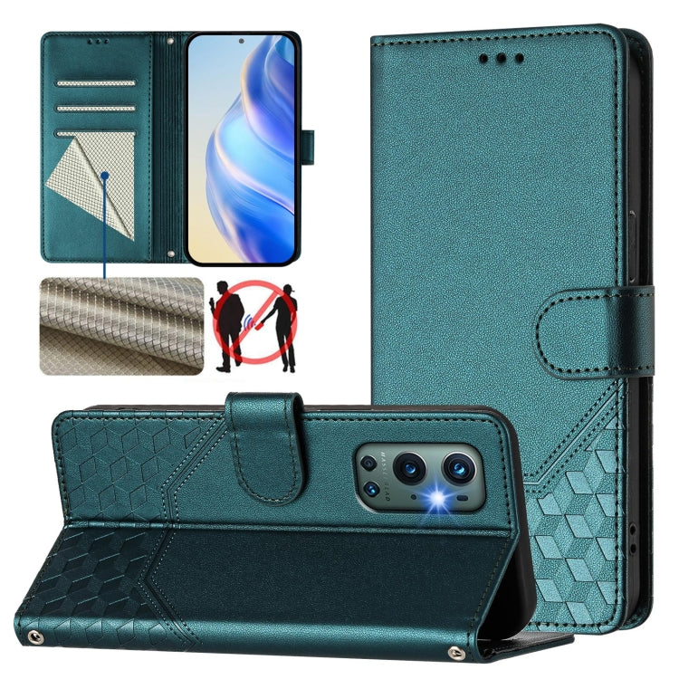 Honeycomb Embossing RFID Leather Phone Case, For OnePlus Nord CE 5G, For OnePlus Nord 2, For OnePlus 9 Pro, For OnePlus 9, For OnePlus Nord N10 5G