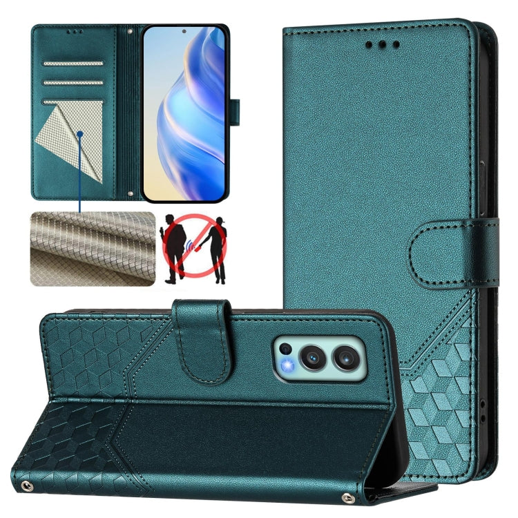 Honeycomb Embossing RFID Leather Phone Case, For OnePlus Nord CE 5G, For OnePlus Nord 2, For OnePlus 9 Pro, For OnePlus 9, For OnePlus Nord N10 5G
