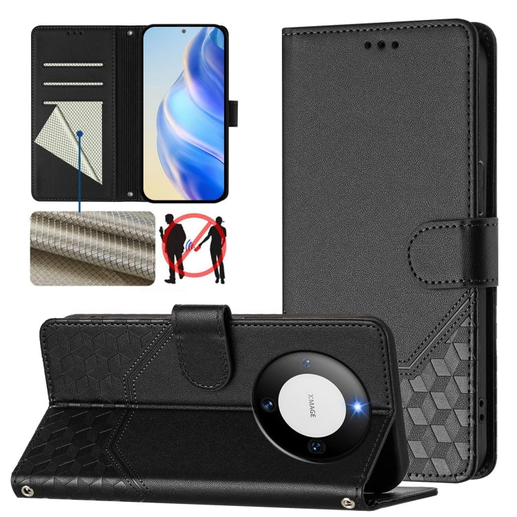 Honeycomb Embossing RFID Leather Phone Case, For Huawei nova 14 5G, For Huawei nova 13 Pro, For Huawei nova 13 / nova 12, For Huawei Pura 70 Pro / Pura 70 Pro+, For Huawei nova 12i 4G, For Huawei nova 12S 4G, For Huawei Pura 70                         ...