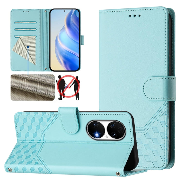 Honeycomb Embossing RFID Leather Phone Case, For Huawei nova 8i, For Huawei P50 Pro, For Huawei P50, For Huawei Enjoy 20 SE / P Smart 2021