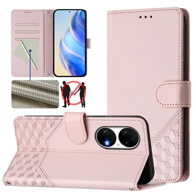 Honeycomb Embossing RFID Leather Phone Case, For Huawei nova 8i, For Huawei P50 Pro, For Huawei P50, For Huawei Enjoy 20 SE / P Smart 2021