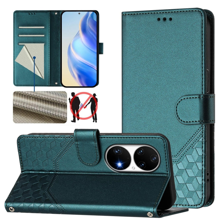 Honeycomb Embossing RFID Leather Phone Case, For Huawei nova 8i, For Huawei P50 Pro, For Huawei P50, For Huawei Enjoy 20 SE / P Smart 2021