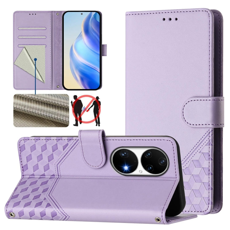 Honeycomb Embossing RFID Leather Phone Case, For Huawei nova 8i, For Huawei P50 Pro, For Huawei P50, For Huawei Enjoy 20 SE / P Smart 2021