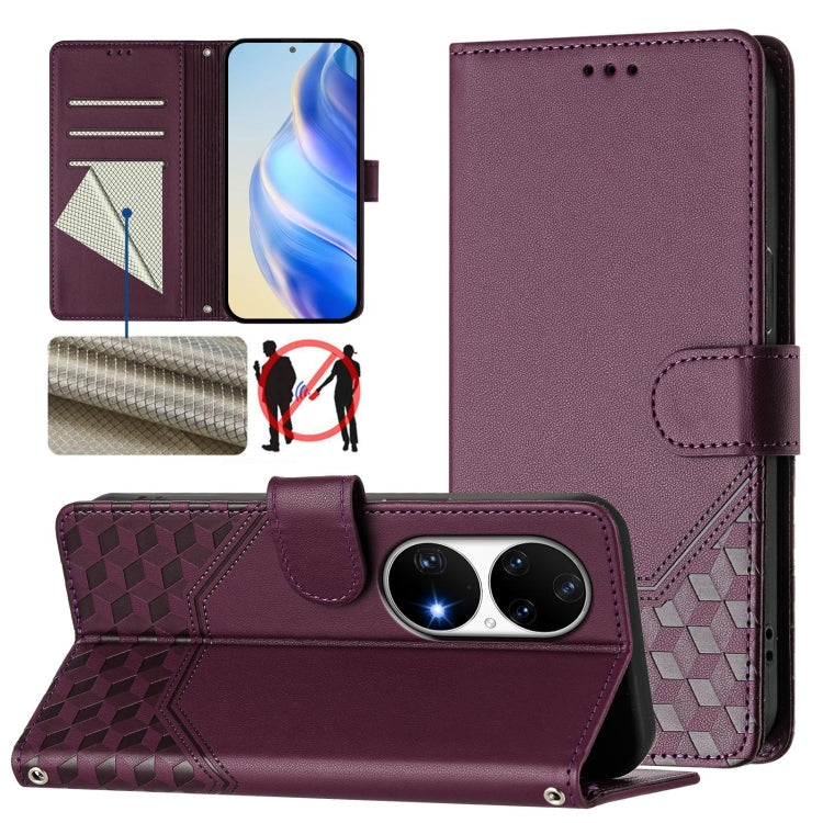Honeycomb Embossing RFID Leather Phone Case, For Huawei nova 8i, For Huawei P50 Pro, For Huawei P50, For Huawei Enjoy 20 SE / P Smart 2021