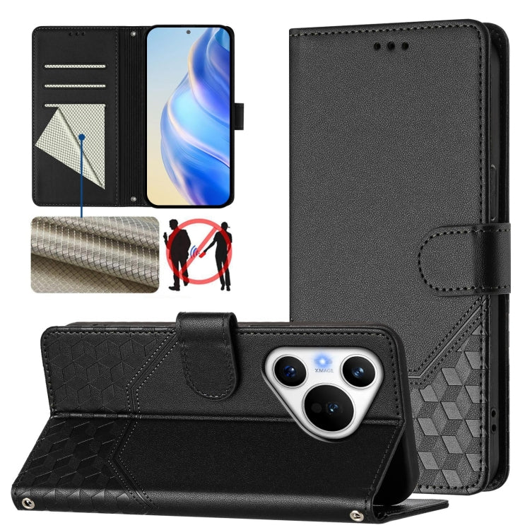 Honeycomb Embossing RFID Leather Phone Case, For Huawei nova 14 5G, For Huawei nova 13 Pro, For Huawei nova 13 / nova 12, For Huawei Pura 70 Pro / Pura 70 Pro+, For Huawei nova 12i 4G, For Huawei nova 12S 4G, For Huawei Pura 70                         ...
