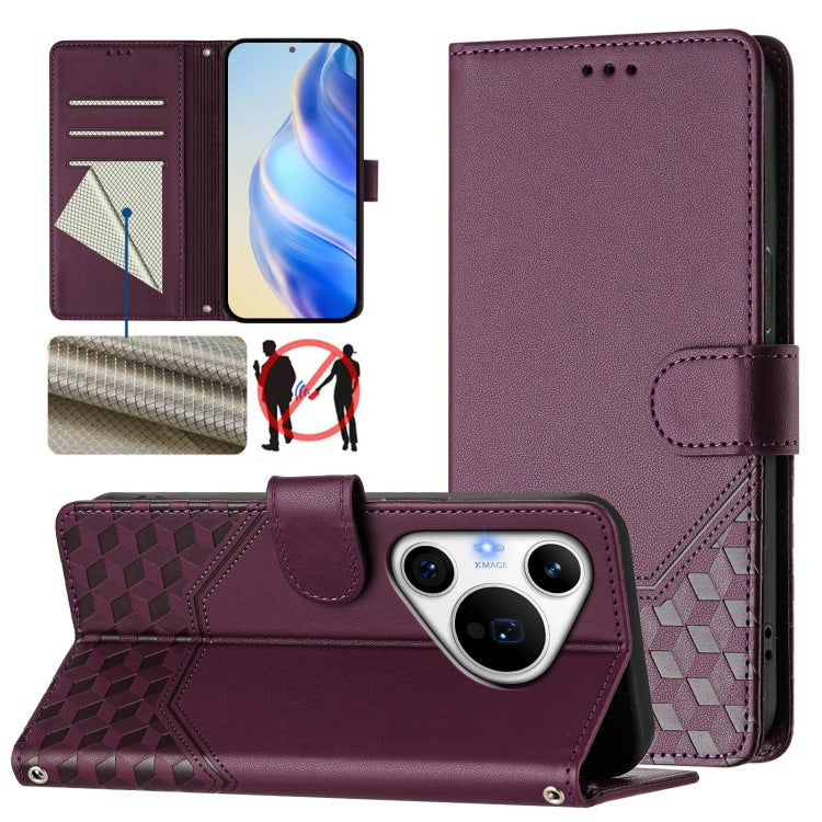 Honeycomb Embossing RFID Leather Phone Case, For Huawei nova 14 5G, For Huawei nova 13 Pro, For Huawei nova 13 / nova 12, For Huawei Pura 70 Pro / Pura 70 Pro+, For Huawei nova 12i 4G, For Huawei nova 12S 4G, For Huawei Pura 70                         ...