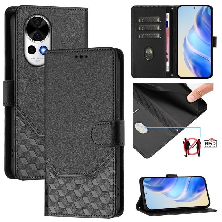 Honeycomb Embossing RFID Leather Phone Case, For Huawei nova 14 5G, For Huawei nova 13 Pro, For Huawei nova 13 / nova 12, For Huawei Pura 70 Pro / Pura 70 Pro+, For Huawei nova 12i 4G, For Huawei nova 12S 4G, For Huawei Pura 70                         ...