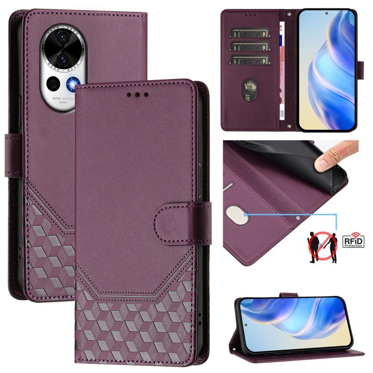 Honeycomb Embossing RFID Leather Phone Case, For Huawei nova 14 5G, For Huawei nova 13 Pro, For Huawei nova 13 / nova 12, For Huawei Pura 70 Pro / Pura 70 Pro+, For Huawei nova 12i 4G, For Huawei nova 12S 4G, For Huawei Pura 70                         ...