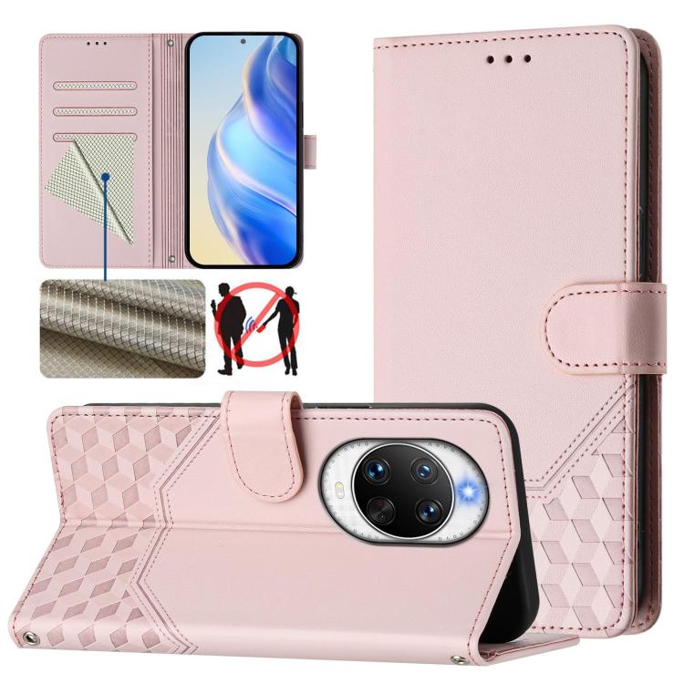 Honeycomb Embossing RFID Leather Phone Case, For Huawei nova 16z, For Huawei nova 16, For Huawei Pura 90 Pro Max, For Huawei Pura 90 Pro, For Huawei Mate 70 Air, For Huawei Enjoy 80s, For Huawei nova 14 Ultra 5G, For Huawei nova 14 Pro 5G