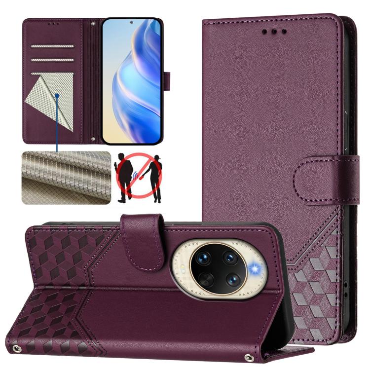 Honeycomb Embossing RFID Leather Phone Case, For Huawei nova 14 5G, For Huawei nova 13 Pro, For Huawei nova 13 / nova 12, For Huawei Pura 70 Pro / Pura 70 Pro+, For Huawei nova 12i 4G, For Huawei nova 12S 4G, For Huawei Pura 70                         ...
