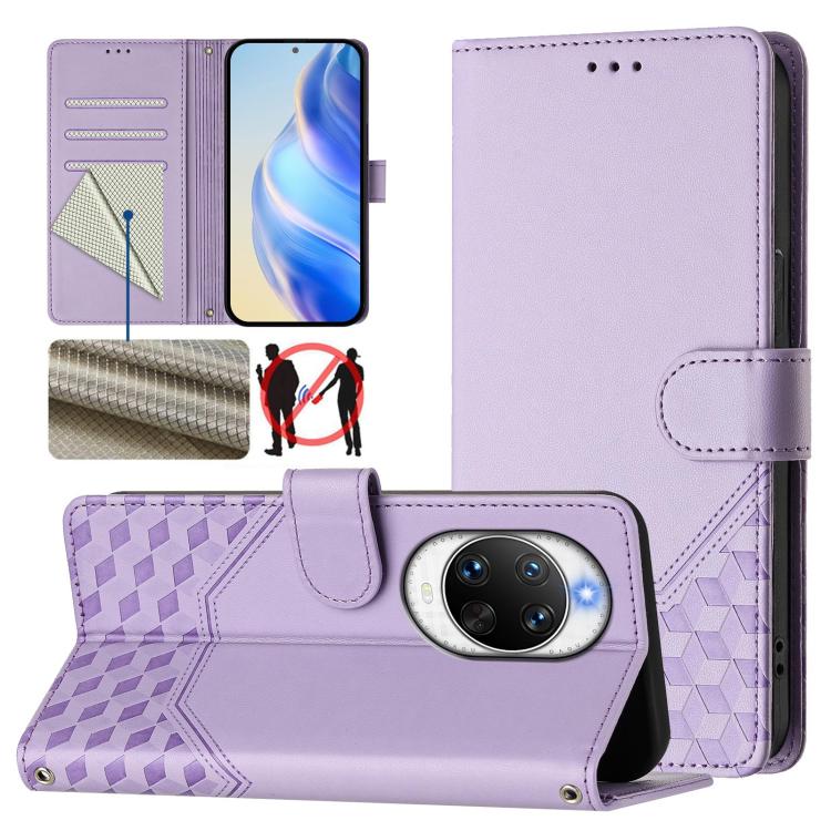 Honeycomb Embossing RFID Leather Phone Case, For Huawei nova 16z, For Huawei nova 16, For Huawei Pura 90 Pro Max, For Huawei Pura 90 Pro, For Huawei Mate 70 Air, For Huawei Enjoy 80s, For Huawei nova 14 Ultra 5G, For Huawei nova 14 Pro 5G