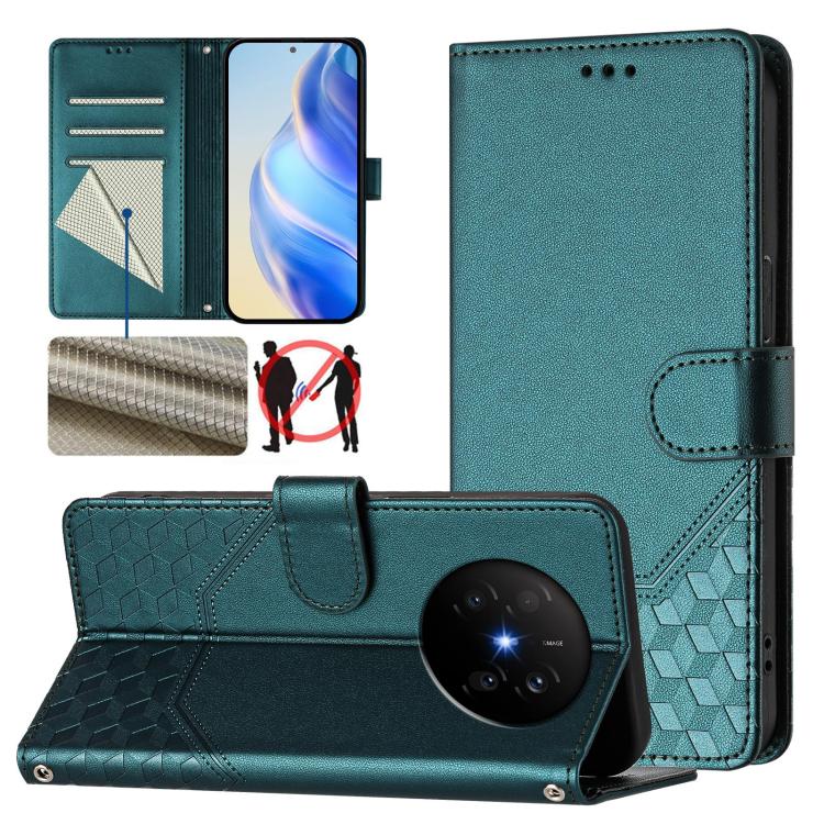 Honeycomb Embossing RFID Leather Phone Case, For Huawei nova 16z, For Huawei nova 16, For Huawei Pura 90 Pro Max, For Huawei Pura 90 Pro, For Huawei Mate 70 Air, For Huawei Enjoy 80s, For Huawei nova 14 Ultra 5G, For Huawei nova 14 Pro 5G