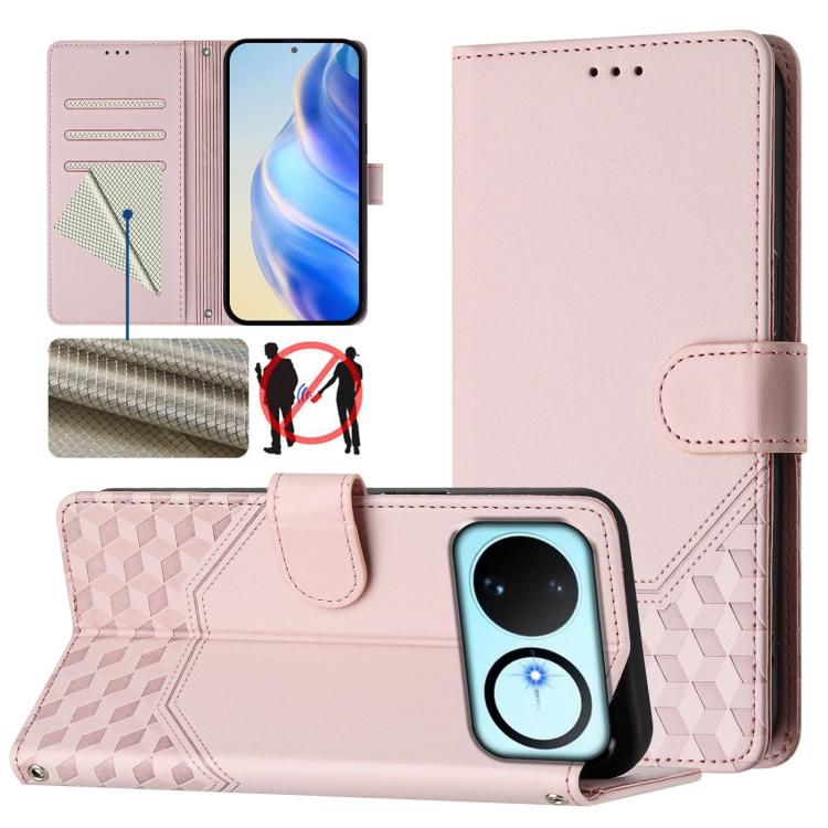 Honeycomb Embossing RFID Leather Phone Case, For Huawei nova 16z, For Huawei nova 16, For Huawei Pura 90 Pro Max, For Huawei Pura 90 Pro, For Huawei Mate 70 Air, For Huawei Enjoy 80s, For Huawei nova 14 Ultra 5G, For Huawei nova 14 Pro 5G