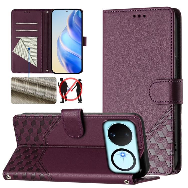Honeycomb Embossing RFID Leather Phone Case, For Huawei nova 16z, For Huawei nova 16, For Huawei Pura 90 Pro Max, For Huawei Pura 90 Pro, For Huawei Mate 70 Air, For Huawei Enjoy 80s, For Huawei nova 14 Ultra 5G, For Huawei nova 14 Pro 5G
