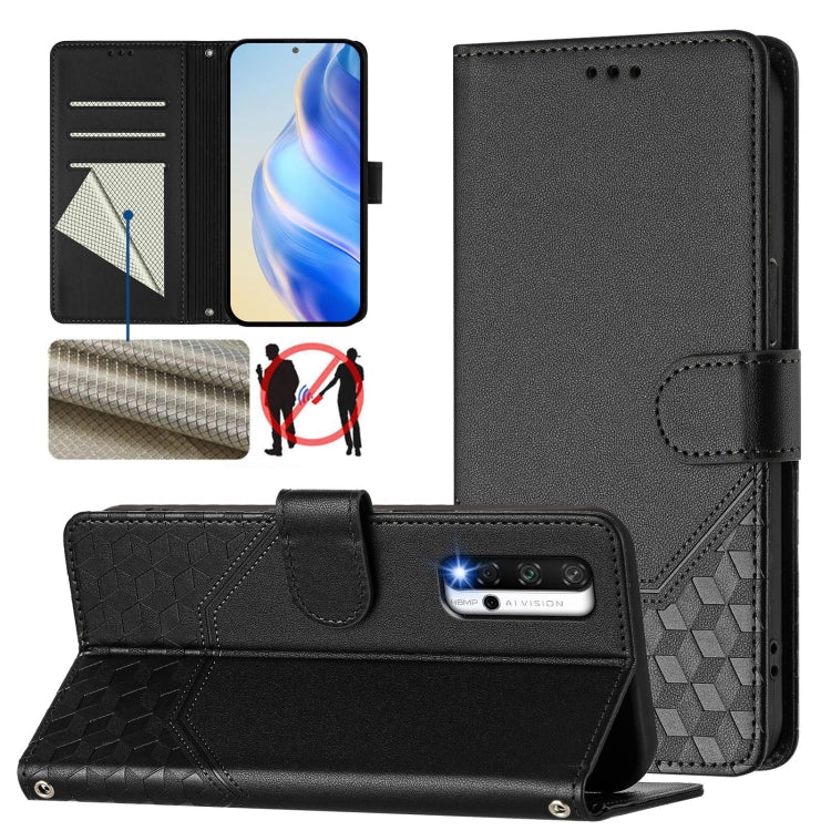 Honeycomb Embossing RFID Leather Phone Case, For Honor 60 Pro 5G, For Honor 60 5G, For Honor 20 / 20 Pro / 20S 4G