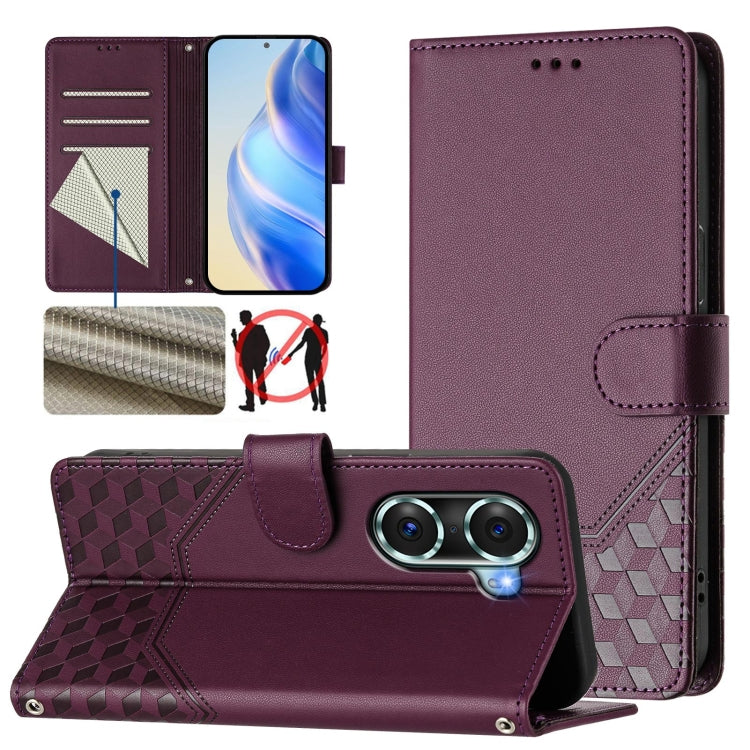 Honeycomb Embossing RFID Leather Phone Case, For Honor 60 Pro 5G, For Honor 60 5G, For Honor 20 / 20 Pro / 20S 4G