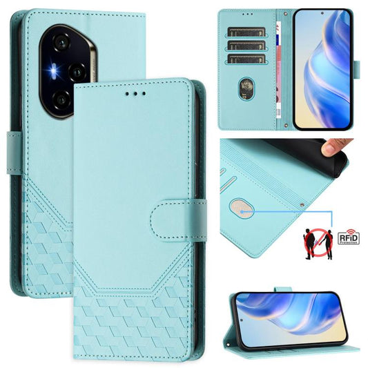 Honeycomb Embossing RFID Leather Phone Case, For Honor 300 Pro 5G / 300 Ultra 5G, For Honor 300 5G, For Honor X9c 5G, For Honor 200 Smart 5G, For Honor X6b, For Honor 200, For Honor 200 Pro, For Honor Play 50