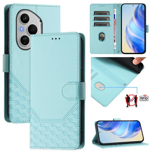 Honeycomb Embossing RFID Leather Phone Case, For Honor 400 Pro Global 160.8mm, For Honor Power 5G, For Honor Play 60 5G, For Honor 400 Lite Global, For Honor 400 Global 156.5mm, For Honor X8c 4G, For Honor GT, For Honor X9c Smart 5G