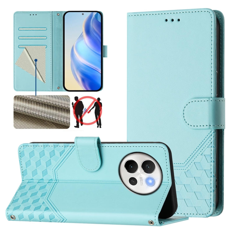Honeycomb Embossing RFID Leather Phone Case, For vivo iQOO Z9s 5G / V40e 5G India, For vivo Y300 Pro, For vivo iQOO Z9s Pro 5G / T3 Pro 5G India, For vivo V40 Lite 5G / V30e 5G Global, For vivo S19 Pro, For vivo S19, For vivo Y28 4G, For vivo X100s 5G