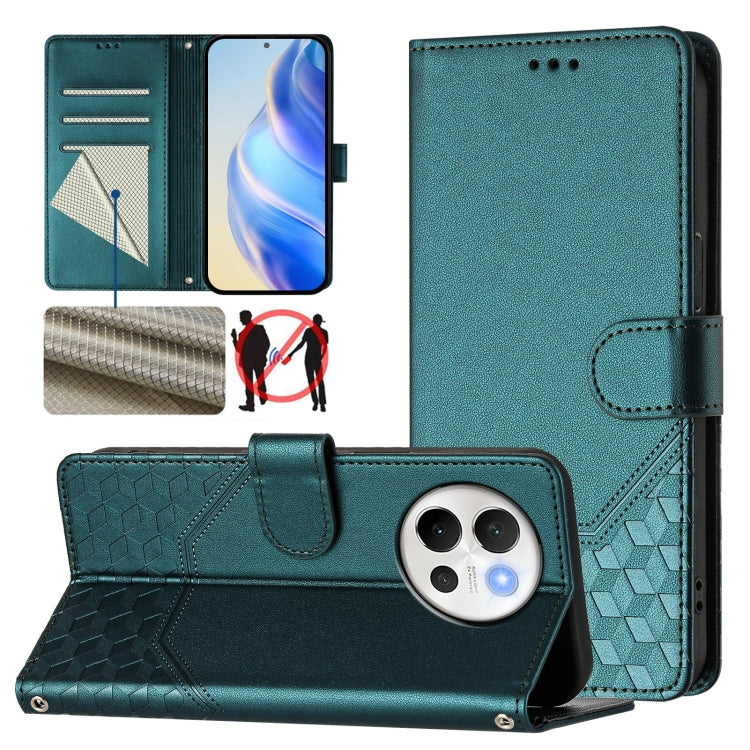 Honeycomb Embossing RFID Leather Phone Case, For vivo iQOO Z9s 5G / V40e 5G India, For vivo Y300 Pro, For vivo iQOO Z9s Pro 5G / T3 Pro 5G India, For vivo V40 Lite 5G / V30e 5G Global, For vivo S19 Pro, For vivo S19, For vivo Y28 4G, For vivo X100s 5G