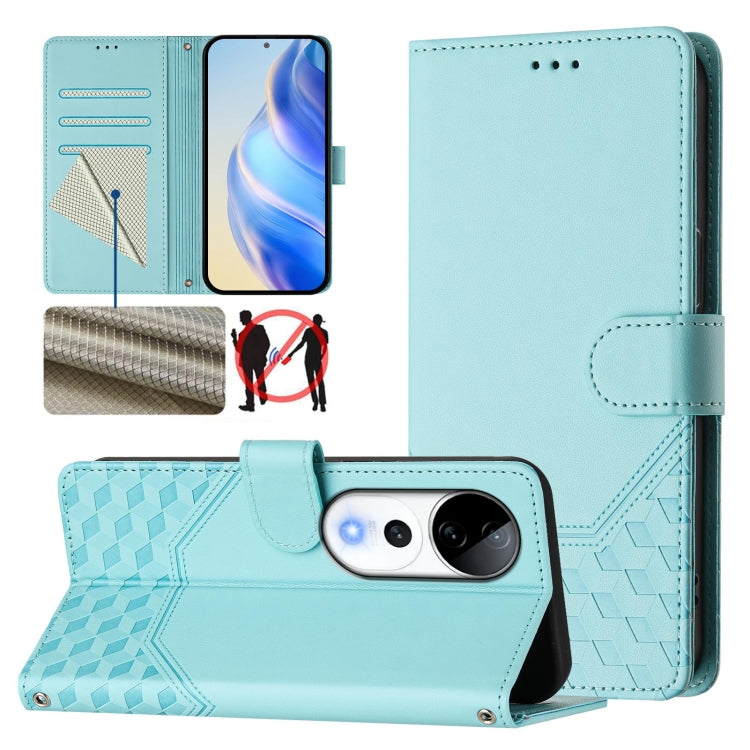 Honeycomb Embossing RFID Leather Phone Case, For vivo iQOO Z9s 5G / V40e 5G India, For vivo Y300 Pro, For vivo iQOO Z9s Pro 5G / T3 Pro 5G India, For vivo V40 Lite 5G / V30e 5G Global, For vivo S19 Pro, For vivo S19, For vivo Y28 4G, For vivo X100s 5G