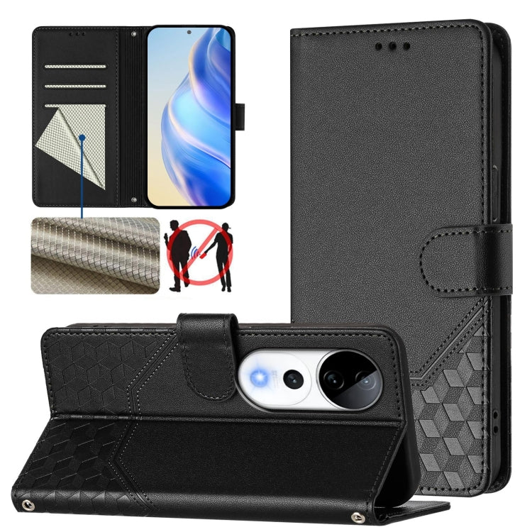 Honeycomb Embossing RFID Leather Phone Case, For vivo iQOO Z9s 5G / V40e 5G India, For vivo Y300 Pro, For vivo iQOO Z9s Pro 5G / T3 Pro 5G India, For vivo V40 Lite 5G / V30e 5G Global, For vivo S19 Pro, For vivo S19, For vivo Y28 4G, For vivo X100s 5G