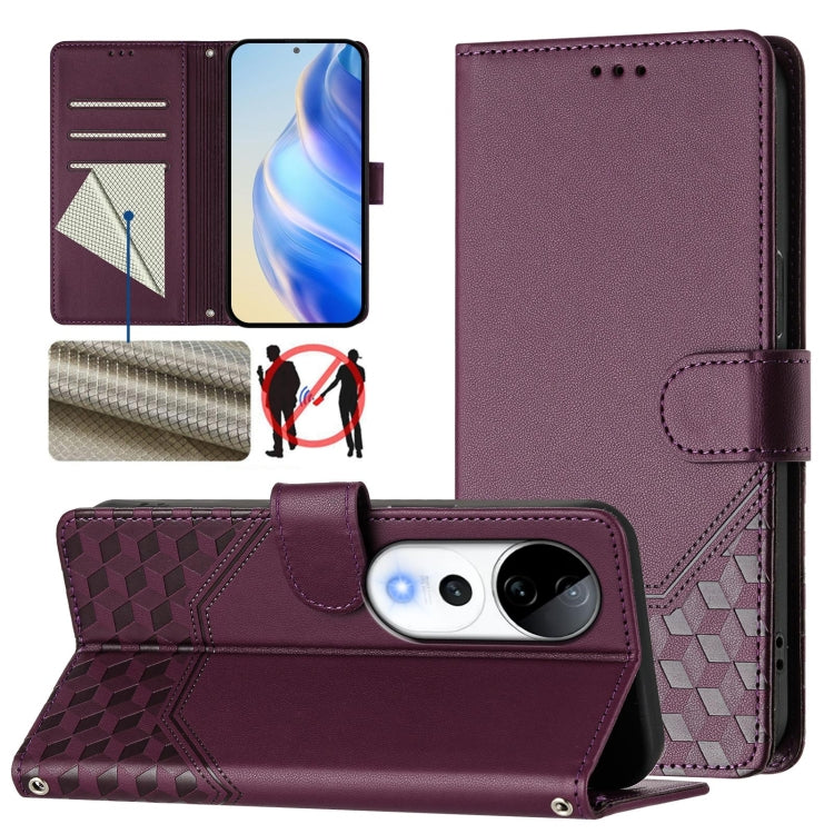 Honeycomb Embossing RFID Leather Phone Case, For vivo iQOO Z9s 5G / V40e 5G India, For vivo Y300 Pro, For vivo iQOO Z9s Pro 5G / T3 Pro 5G India, For vivo V40 Lite 5G / V30e 5G Global, For vivo S19 Pro, For vivo S19, For vivo Y28 4G, For vivo X100s 5G