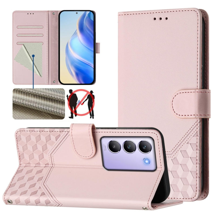 Honeycomb Embossing RFID Leather Phone Case, For vivo Y03 4G Global / Y18 4G, For vivo Y38 5G / Y200i / T3x Global, For vivo iQOO Z9x, For vivo iQOO Z9 / Z9 Turbo, For vivo Y100 IDN / T3 5G IDN, For vivo V30 5G / V30 Pro Global                         ...