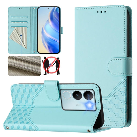 Honeycomb Embossing RFID Leather Phone Case, For vivo V29 5G / V29 Pro Global, For vivo Y17s Global, For vivo Y02a 4G / Y02 4G / Y11 2023 / Y02T, For vivo Y78+ 5G / Y78 5G Global, For vivo Y56 5G / Y16 4G / Y02s 4G Global, For vivo Y100 5G Global      ...