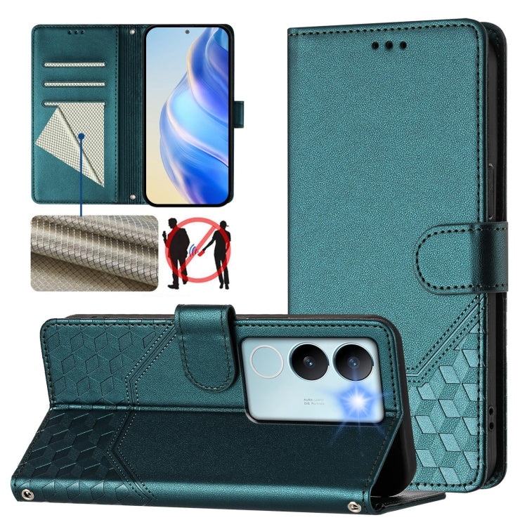 Honeycomb Embossing RFID Leather Phone Case, For vivo V29 5G / V29 Pro Global, For vivo Y17s Global, For vivo Y02a 4G / Y02 4G / Y11 2023 / Y02T, For vivo Y78+ 5G / Y78 5G Global, For vivo Y56 5G / Y16 4G / Y02s 4G Global, For vivo Y100 5G Global      ...