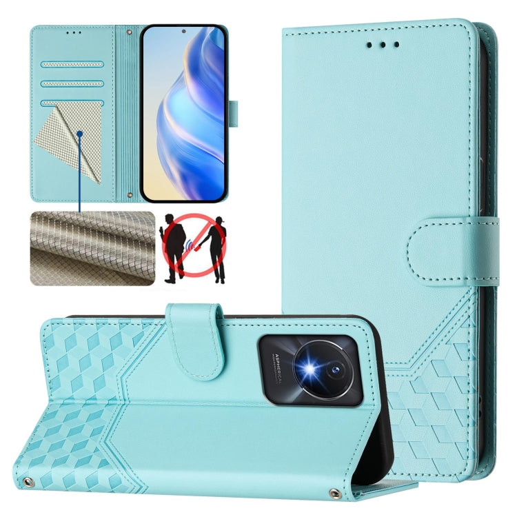 Honeycomb Embossing RFID Leather Phone Case, For vivo V29 5G / V29 Pro Global, For vivo Y17s Global, For vivo Y02a 4G / Y02 4G / Y11 2023 / Y02T, For vivo Y78+ 5G / Y78 5G Global, For vivo Y56 5G / Y16 4G / Y02s 4G Global, For vivo Y100 5G Global      ...