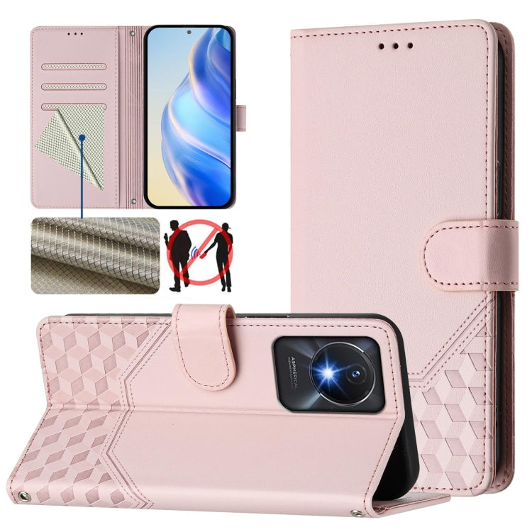 Honeycomb Embossing RFID Leather Phone Case, For vivo V29 5G / V29 Pro Global, For vivo Y17s Global, For vivo Y02a 4G / Y02 4G / Y11 2023 / Y02T, For vivo Y78+ 5G / Y78 5G Global, For vivo Y56 5G / Y16 4G / Y02s 4G Global, For vivo Y100 5G Global      ...