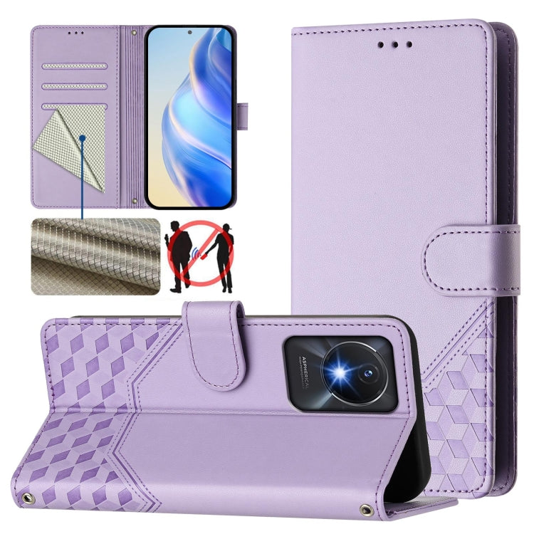 Honeycomb Embossing RFID Leather Phone Case, For vivo V29 5G / V29 Pro Global, For vivo Y17s Global, For vivo Y02a 4G / Y02 4G / Y11 2023 / Y02T, For vivo Y78+ 5G / Y78 5G Global, For vivo Y56 5G / Y16 4G / Y02s 4G Global, For vivo Y100 5G Global      ...