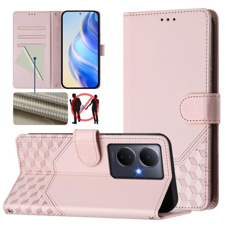 Honeycomb Embossing RFID Leather Phone Case, For vivo V29 5G / V29 Pro Global, For vivo Y17s Global, For vivo Y02a 4G / Y02 4G / Y11 2023 / Y02T, For vivo Y78+ 5G / Y78 5G Global, For vivo Y56 5G / Y16 4G / Y02s 4G Global, For vivo Y100 5G Global      ...