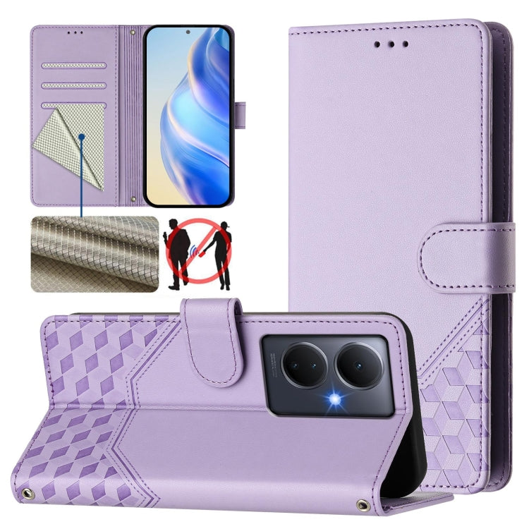 Honeycomb Embossing RFID Leather Phone Case, For vivo V29 5G / V29 Pro Global, For vivo Y17s Global, For vivo Y02a 4G / Y02 4G / Y11 2023 / Y02T, For vivo Y78+ 5G / Y78 5G Global, For vivo Y56 5G / Y16 4G / Y02s 4G Global, For vivo Y100 5G Global      ...