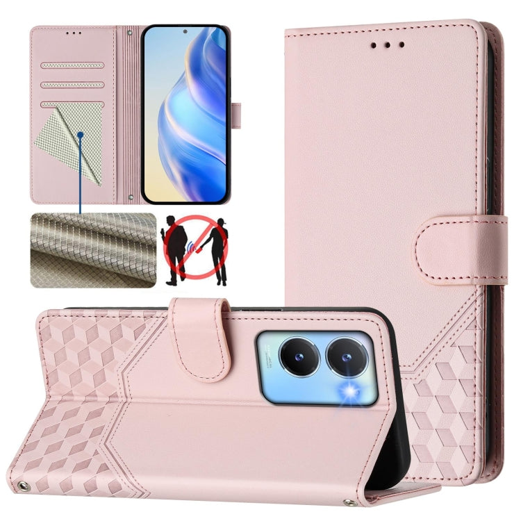 Honeycomb Embossing RFID Leather Phone Case, For vivo V29 5G / V29 Pro Global, For vivo Y17s Global, For vivo Y02a 4G / Y02 4G / Y11 2023 / Y02T, For vivo Y78+ 5G / Y78 5G Global, For vivo Y56 5G / Y16 4G / Y02s 4G Global, For vivo Y100 5G Global      ...