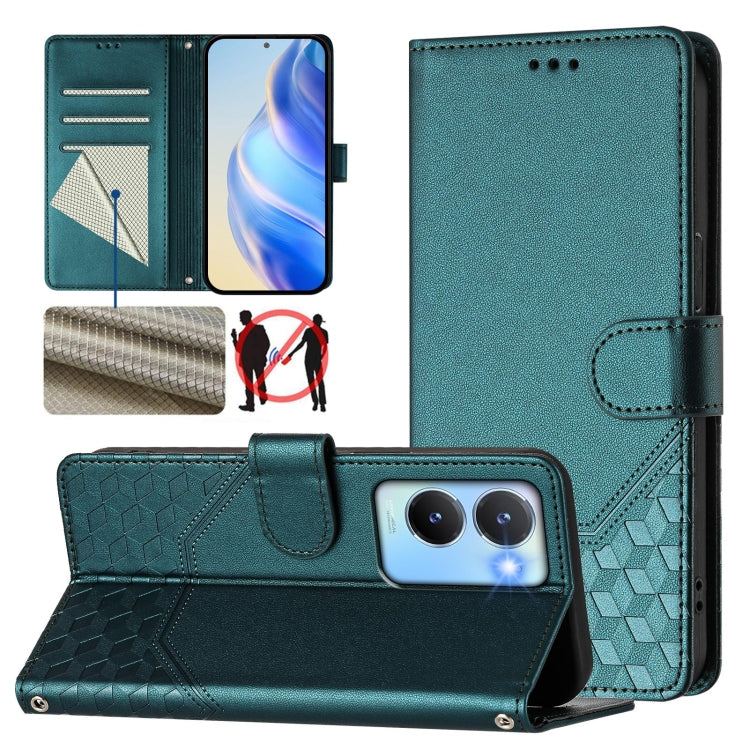 Honeycomb Embossing RFID Leather Phone Case, For vivo V29 5G / V29 Pro Global, For vivo Y17s Global, For vivo Y02a 4G / Y02 4G / Y11 2023 / Y02T, For vivo Y78+ 5G / Y78 5G Global, For vivo Y56 5G / Y16 4G / Y02s 4G Global, For vivo Y100 5G Global      ...