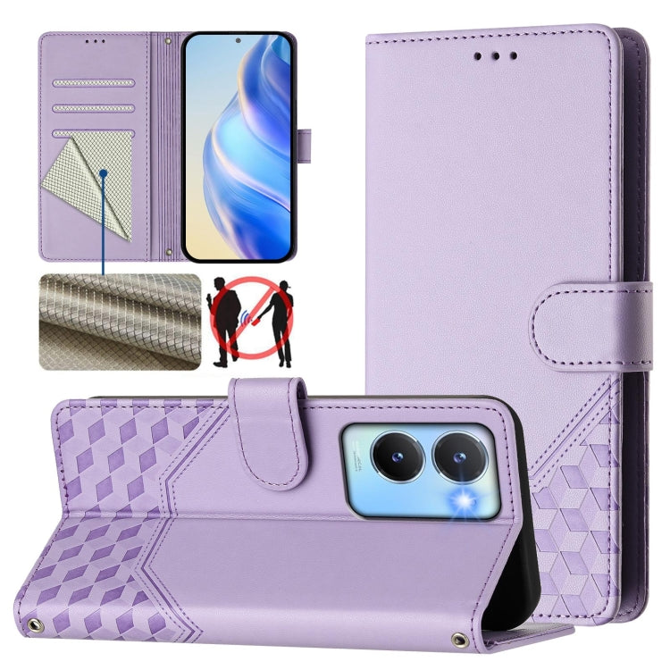 Honeycomb Embossing RFID Leather Phone Case, For vivo V29 5G / V29 Pro Global, For vivo Y17s Global, For vivo Y02a 4G / Y02 4G / Y11 2023 / Y02T, For vivo Y78+ 5G / Y78 5G Global, For vivo Y56 5G / Y16 4G / Y02s 4G Global, For vivo Y100 5G Global      ...