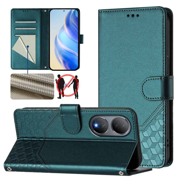 Honeycomb Embossing RFID Leather Phone Case, For vivo V29 5G / V29 Pro Global, For vivo Y17s Global, For vivo Y02a 4G / Y02 4G / Y11 2023 / Y02T, For vivo Y78+ 5G / Y78 5G Global, For vivo Y56 5G / Y16 4G / Y02s 4G Global, For vivo Y100 5G Global      ...