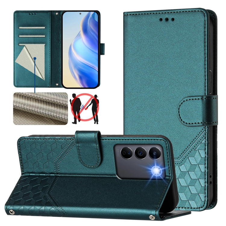 Honeycomb Embossing RFID Leather Phone Case, For vivo V29 5G / V29 Pro Global, For vivo Y17s Global, For vivo Y02a 4G / Y02 4G / Y11 2023 / Y02T, For vivo Y78+ 5G / Y78 5G Global, For vivo Y56 5G / Y16 4G / Y02s 4G Global, For vivo Y100 5G Global      ...