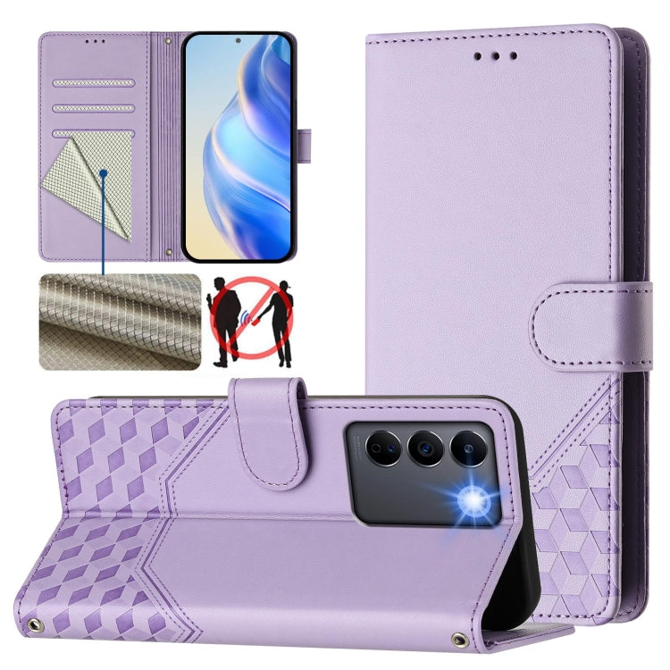 Honeycomb Embossing RFID Leather Phone Case, For vivo V29 5G / V29 Pro Global, For vivo Y17s Global, For vivo Y02a 4G / Y02 4G / Y11 2023 / Y02T, For vivo Y78+ 5G / Y78 5G Global, For vivo Y56 5G / Y16 4G / Y02s 4G Global, For vivo Y100 5G Global      ...